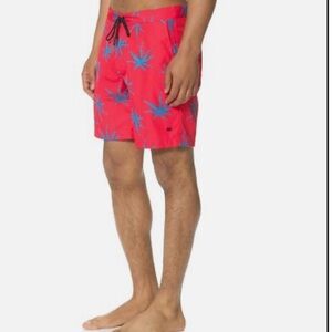 Marc Jacobs Pink Swim Trunks with Blue Leaf Design